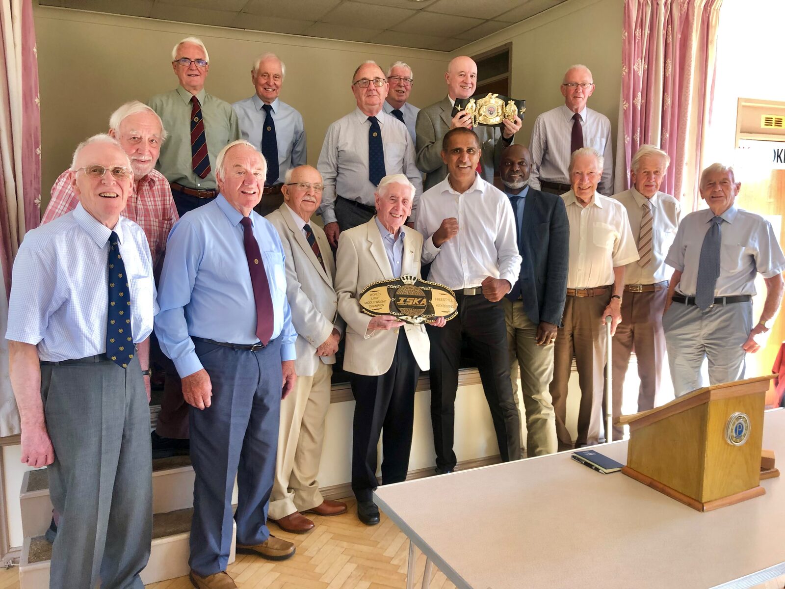 Kash as guest speaker with ISKA belt